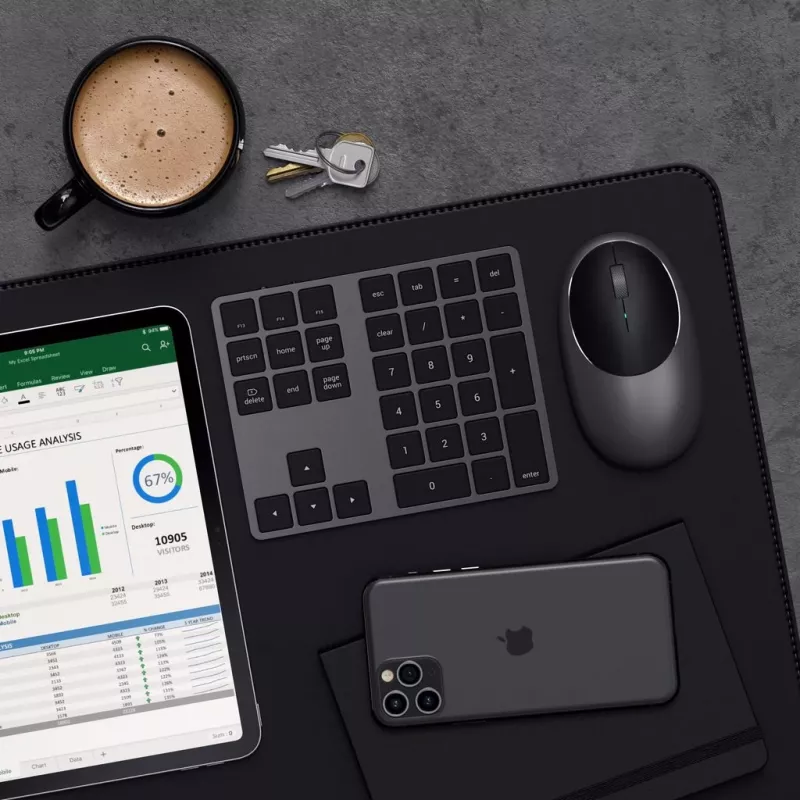 Satechi ST-XLABKM Extended bezdrôtová Bluetooth numerická klávesnica, vesmírne sivá