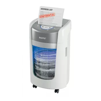 Leitz IQ OptiMax Home Office 225 mikrokrájačka skartovačka bezpečnostná trieda P5 15 l – biela
