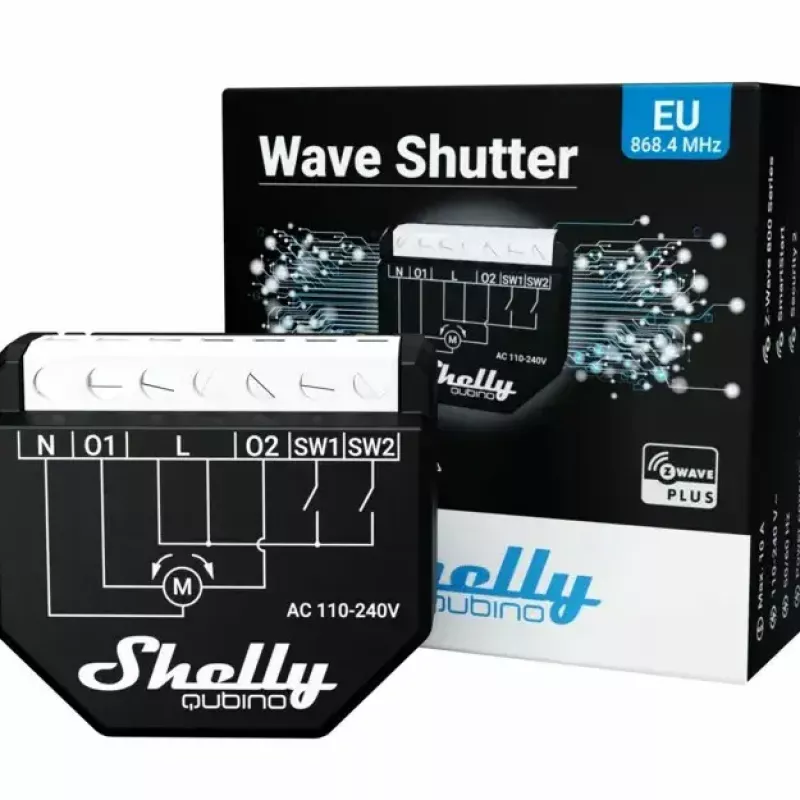 Smart relé Shelly Wave Shutter čierne 10 A 110–230 V, max. dosah 40 m, 25 dBmW