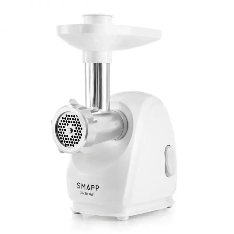 Elektrický mlynček na mäso SMAPP 489.81, 2000 W, 3 mlynčekové kotúče (2,7–8 mm), biela