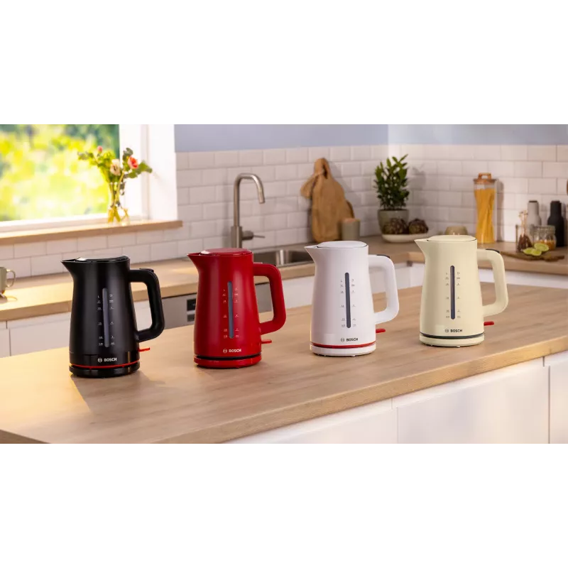 Elektrická kanvica Bosch TWK3M121 — 1,7 l, 2400 W, biela, plastové telo