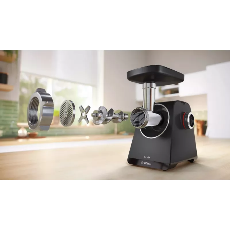 Mlynček na mäso Bosch Serie 4 MFWS450B 500 W, 2,5 kg/min, 2 rýchlosti, čierny