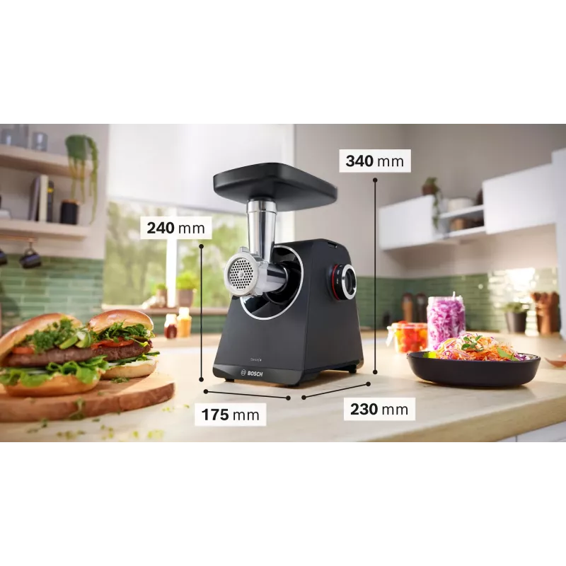 Mlynček na mäso Bosch Serie 4 MFWS450B 500 W, 2,5 kg/min, 2 rýchlosti, čierny