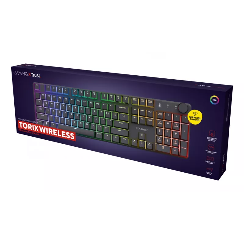 Trust GXT 868 Torix klávesnica herná USB + RF Wireless + Bluetooth QWERTY US English čierna
