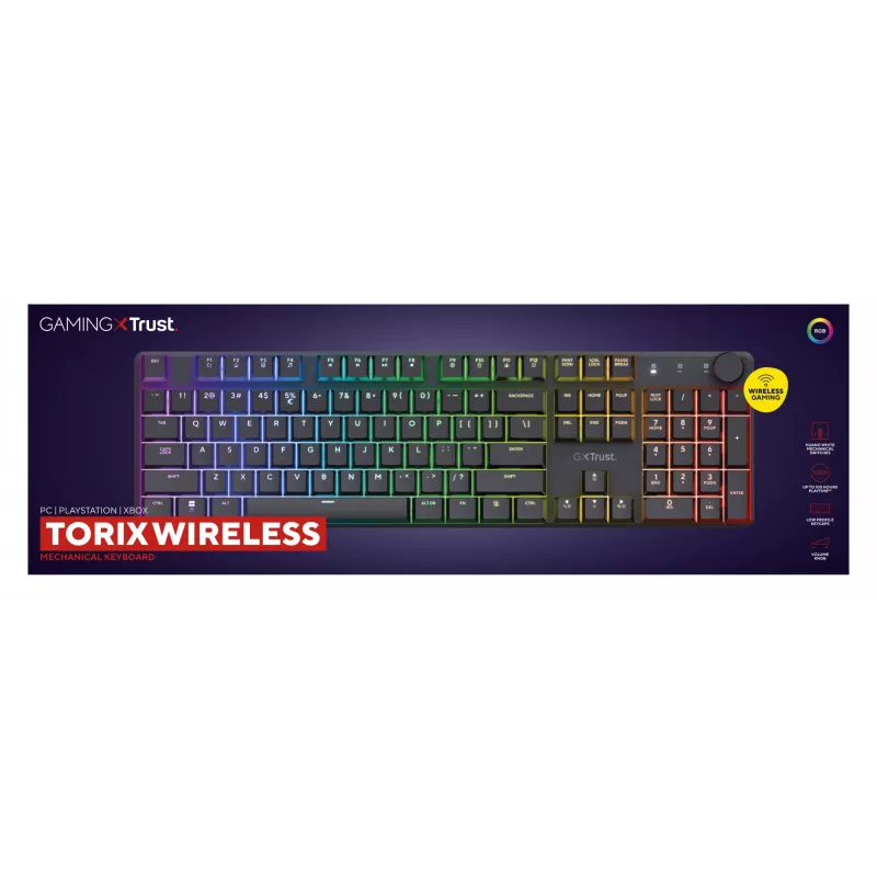 Trust GXT 868 Torix klávesnica herná USB + RF Wireless + Bluetooth QWERTY US English čierna