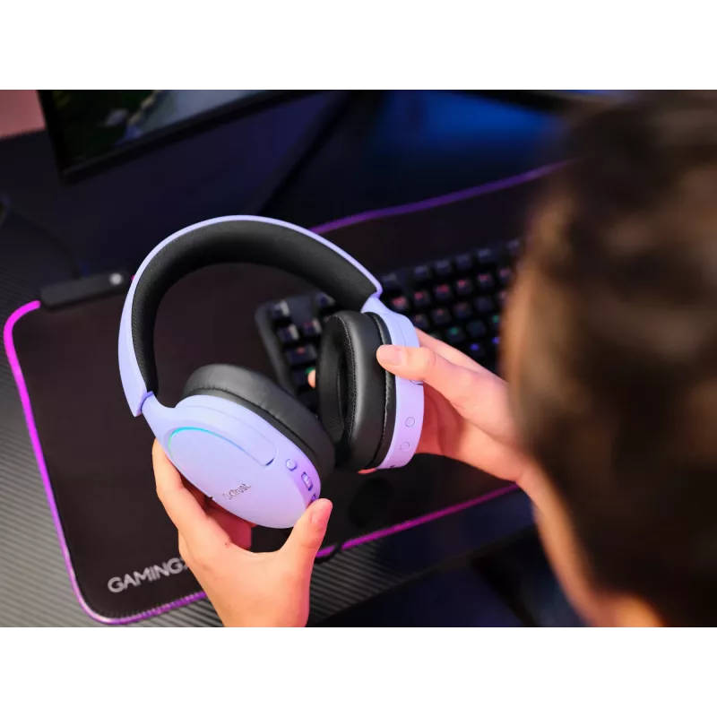 Trust GXT 491P FAYZO headset káblový & bezdrôtový hlavový most herný USB Type-A Bluetooth čierny, fialový