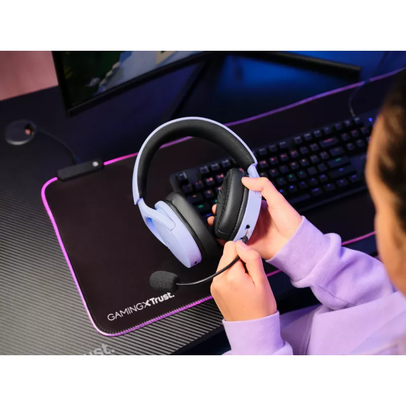 Trust GXT 491P FAYZO headset káblový & bezdrôtový hlavový most herný USB Type-A Bluetooth čierny, fialový