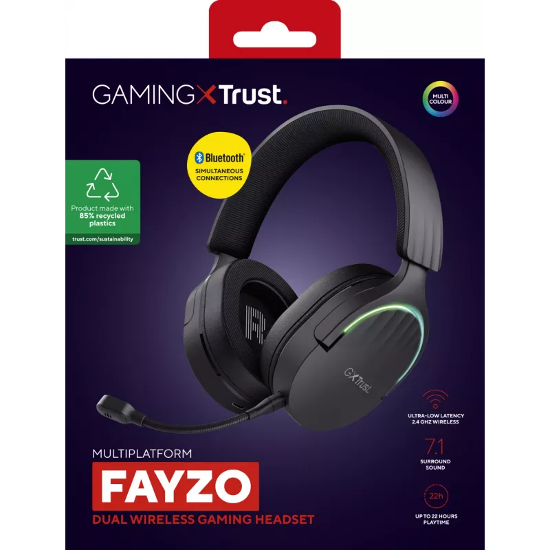 Trust GXT 491 Fayzo headset káblový & bezdrôtový head-band herný USB Type-C Bluetooth čierny