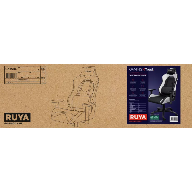 Trust GXT 714 RUYA univerzálna herná stolička, čierna, biela