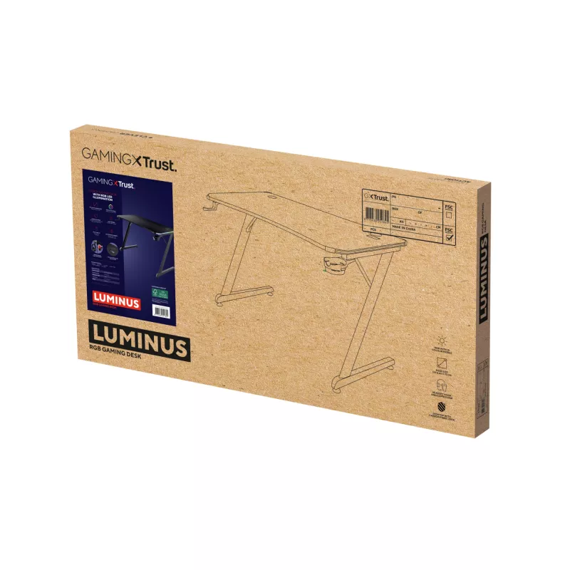 Obdĺžnikový stôl TRUST GXT 709 LUMINUS čierny 1200x600x740 mm