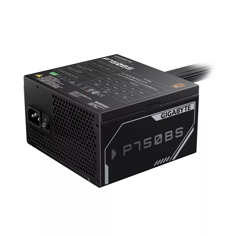GIGABYTE P750BS napájací zdroj – PCI-E 6+2 pin x 4, 80 PLUS Bronze, 120-mm ventilátor, ATX kompatibilný, EU konektor