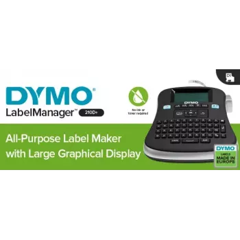 DYMO LabelManager stolná tlačiareň etikiet | 210D+ univerzálna prenosná tlačiareň etikiet jednoduchá na obsluhu inteligentné tlačidlá One-Touch klávesnica QWERTZ veľký displej pre organizáciu domácnosti a kancelárie (EU zástrčka)