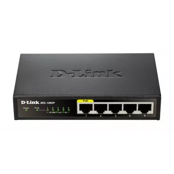 D-Link DES-1005P nemanaged L2 Fast Ethernet (10/100) Power over Ethernet (PoE) čierny