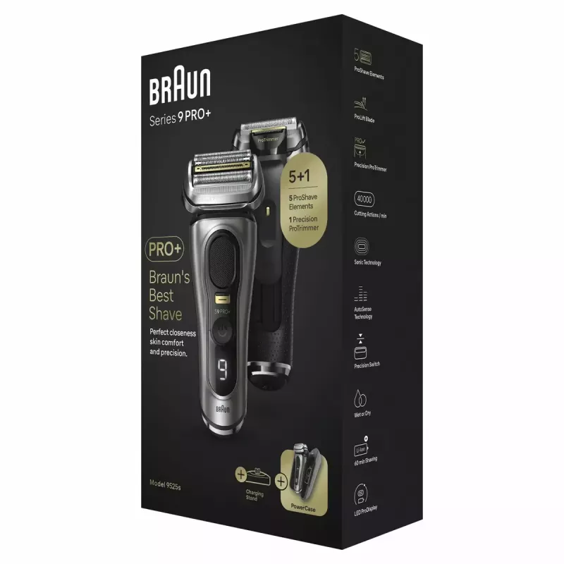 Braun Series 9 Pro+ 9525s mokrý & suchý holiaci strojček fóliový zastrihávač metallic