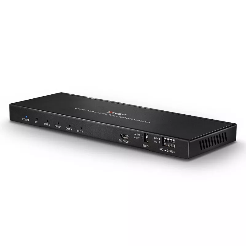 Lindy 4-port HDMI 18G splitter so zvukom a downscalingom