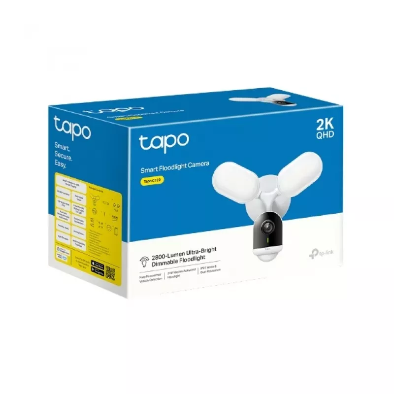 TP-Link Smart reflektorová kamera, IP kamerový systém, exteriér, káblová & bezdrôtová, 2800 lm, 5000 K, stena