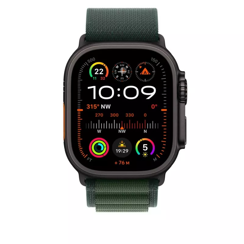 Remienok Apple 49 mm Dark Green Alpine Loop malý Black Titanium Finish