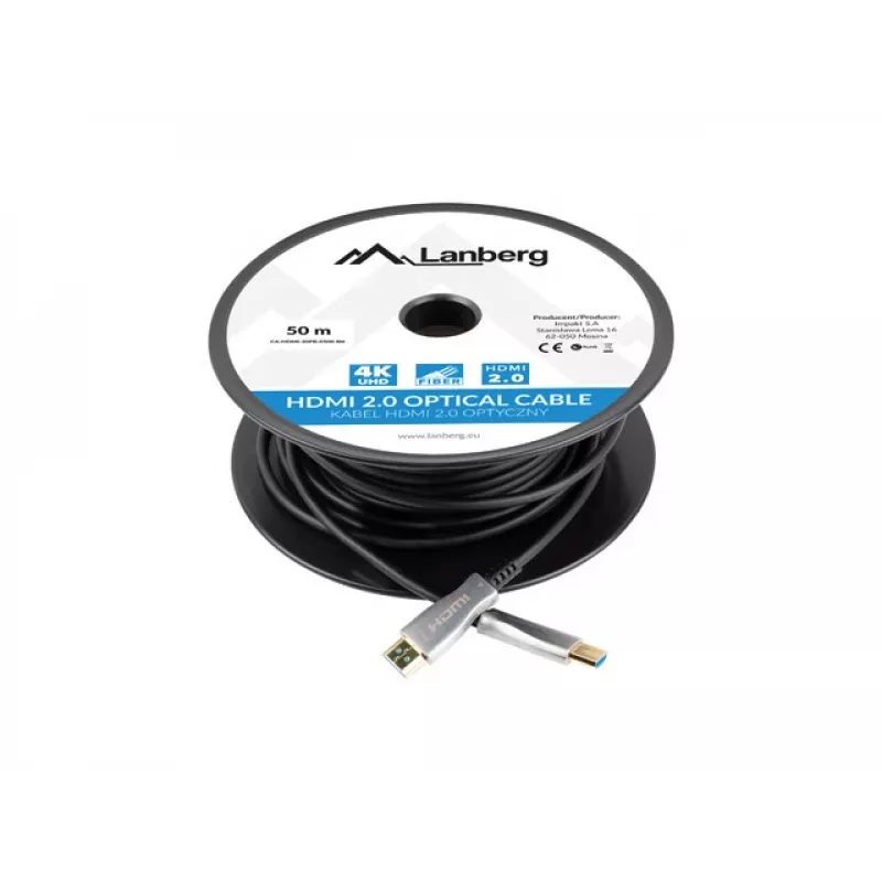 LANBERG HDMI kábel – M/m v2.0 optický kábel 50m čierny Aoc