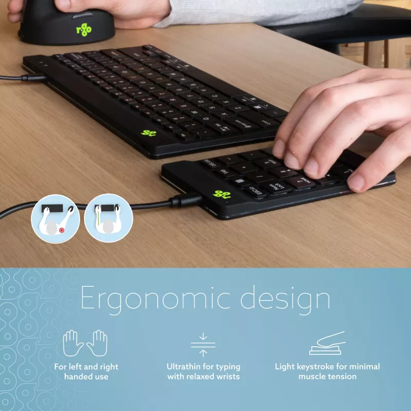 R-Go Tools numerická klávesnica R-Go Numpad Break, ergonomická numerická klávesnica so softvérom na prestávky, káblová, čierna