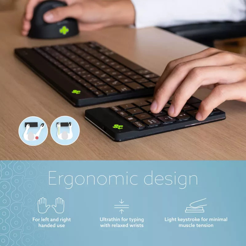 R-Go Tools numerická klávesnica R-Go Numpad Break, ergonomický numerický blok so softvérom na prestávky, Bluetooth, čierna