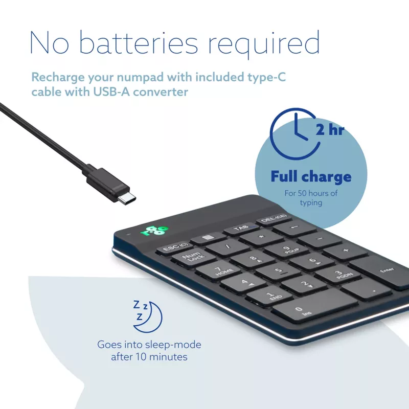 R-Go Tools numerická klávesnica R-Go Numpad Break, ergonomický numerický blok so softvérom na prestávky, Bluetooth, čierna