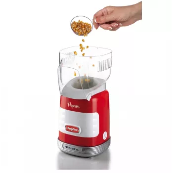 Ariete 2956, Pop Corn Party Time, stroj na popcorn, premení 60 g kukurice za 2 minúty horúcim vzduchom na popcorn, bez tuku, 1000 Watt, červená