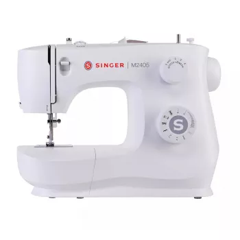 Polautomatický šijací stroj SINGER M2405 — mechanický, 11 programov, 8 vzorov stehov, 70W, biela