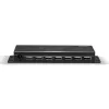 Lindy 42794 7-portový priemyselný kovový USB 2.0 rozbočovač, 480 Mbit/s, montážne úchytky, externý zdroj napájania, čierny
