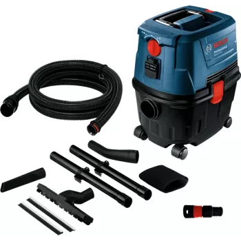 Vysávač s nádobou Bosch GAS 15 PS Professional — suchý, 1100 W, 15 L vrecko na prach, 8 L nádrž na kvapaliny, 270 mbar