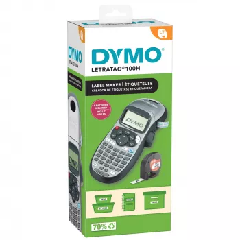 DYMO LetraTag LT-100H prenosná tlačiareň etikiet | tlačiareň etikiet s ABC klávesnicou a používateľsky príjemným 13-znakovým LCD displejom | pre domácnosť alebo kanceláriu | strieborná
