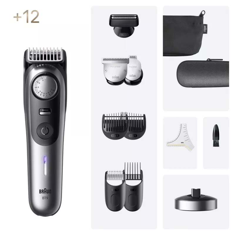 Braun BeardTrimmer 9 BT9560 zastrihávač brady batéria 52 2 cm mokré & suché čierna, strieborná
