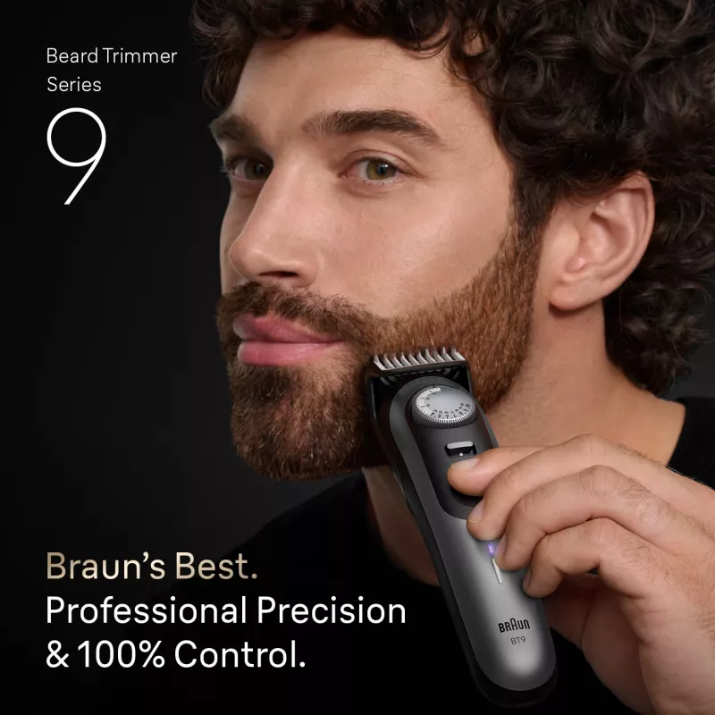 Braun BeardTrimmer 9 BT9560 zastrihávač brady batéria 52 2 cm mokré & suché čierna, strieborná