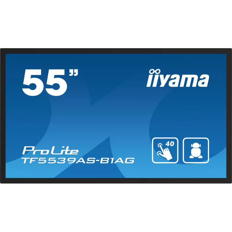 iiyama TF5539AS-B1AG signage displej kiosk dizajn 138,7 cm (54,6 inch) LED 435 cd/m² 4K Ultra HD čierny dotykový displej integrovaný procesor Android 11 24/7