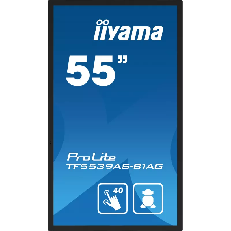 iiyama TF5539AS-B1AG signage displej kiosk dizajn 138,7 cm (54,6 inch) LED 435 cd/m² 4K Ultra HD čierny dotykový displej integrovaný procesor Android 11 24/7