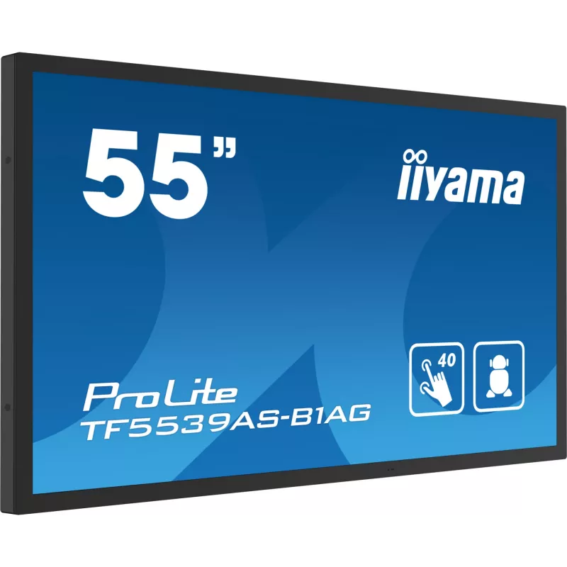 iiyama TF5539AS-B1AG signage displej kiosk dizajn 138,7 cm (54,6 inch) LED 435 cd/m² 4K Ultra HD čierny dotykový displej integrovaný procesor Android 11 24/7