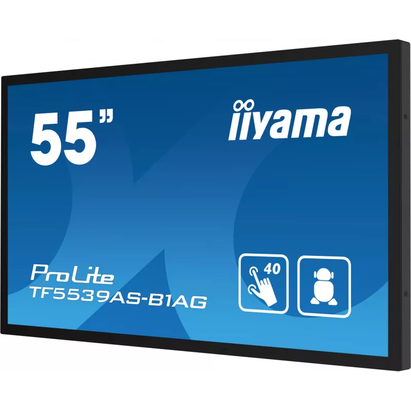 iiyama TF5539AS-B1AG signage displej kiosk dizajn 138,7 cm (54,6 inch) LED 435 cd/m² 4K Ultra HD čierny dotykový displej integrovaný procesor Android 11 24/7