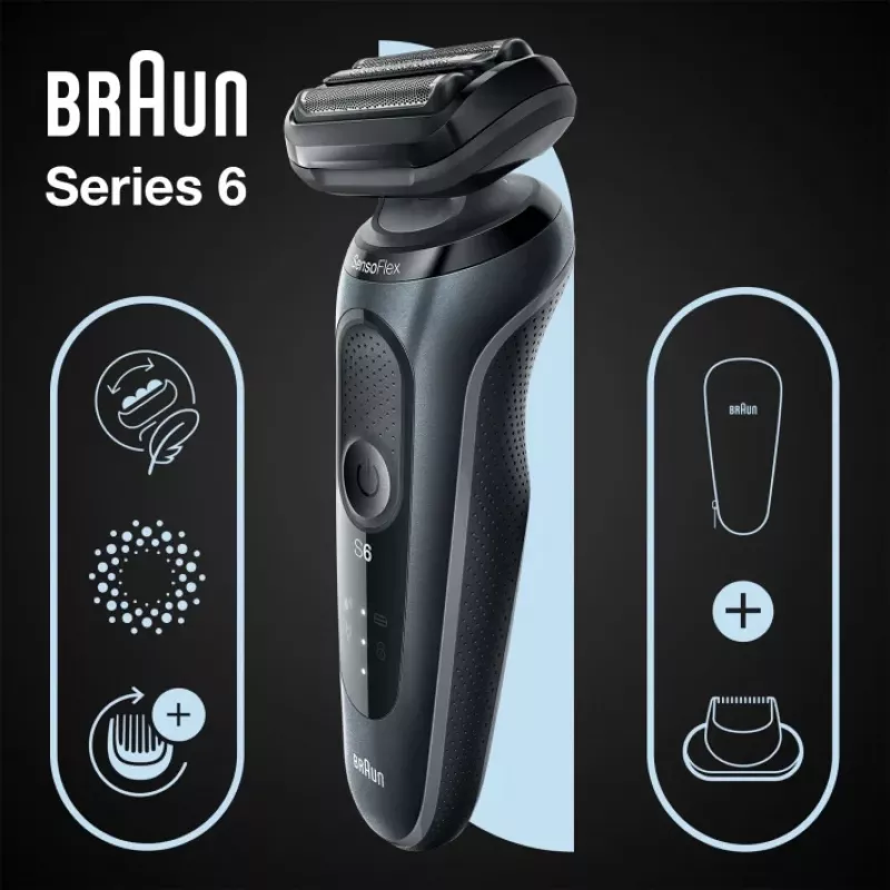 Braun Series 6 61-N1200s fóliový holiaci strojček trimmer čierny