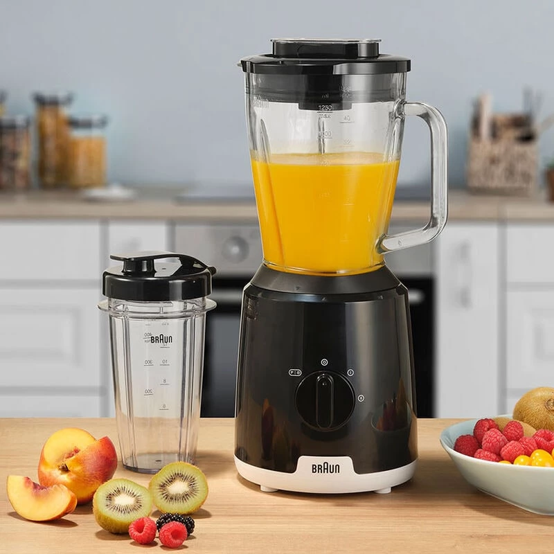 Braun JB1051BK PowerBlend 1 stolný mixér, 600 W, 1,25 l, sklenená nádoba, čierny