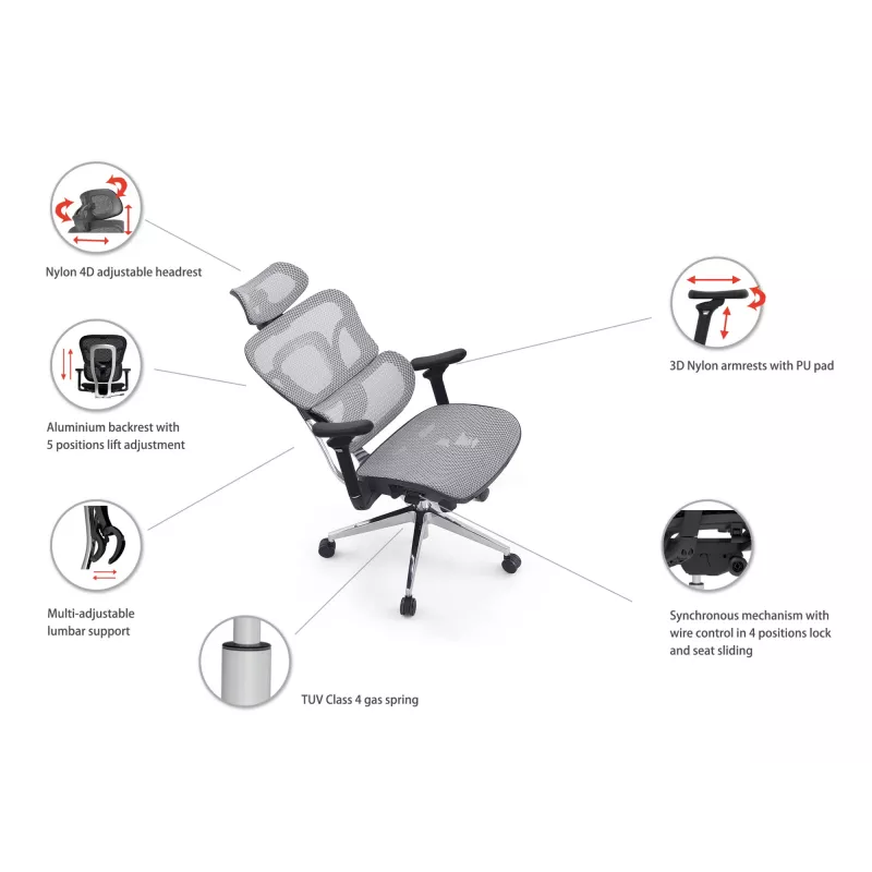 Equip ergonomická prémiová kancelárska stolička s opierkou hlavy a podrúčkami, modrá čierna