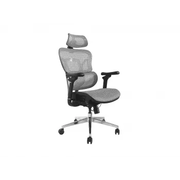 Equip ergonomická prémiová kancelárska stolička s opierkou hlavy a podrúčkami, sivá