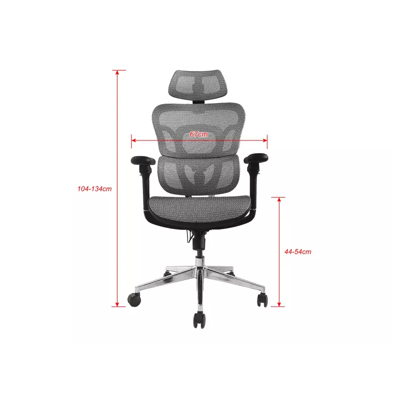 Equip ergonomická prémiová kancelárska stolička s opierkou hlavy a podrúčkami, sivá