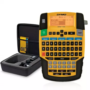 DYMO RHINO 4200 priemyselný set na tlač etikiet s kufríkom | QWERTZ klávesnica a čas šetriace rýchle tlačidlá | robustná tlačiareň etikiet na stavby a náročné označovanie