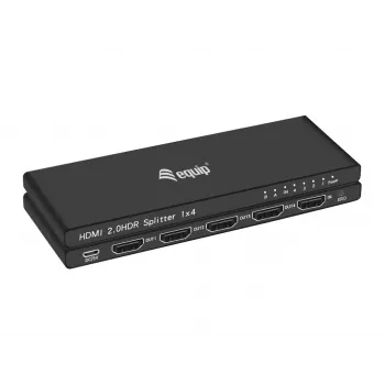 Equip ultra tenký 4-portový HDMI 2.0 splitter, HDMI, 4x HDMI, 3840 x 2160 pixelov, čierny, hliník, 4K Ultra HD