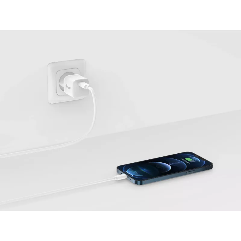 Equip 1-portová 20W USB-C PD nabíjačka, 25 ks/balenie, interiér, AC, 12 V, biela