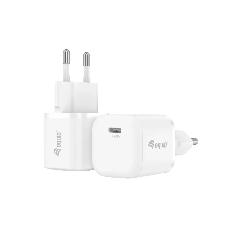 Equip 1-portová 20W USB-C PD nabíjačka, 25 ks/balenie, interiér, AC, 12 V, biela