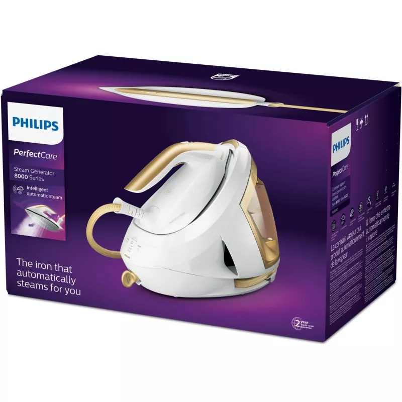 Philips PSG8040/60 parná žehliaca stanica 2700 W 1,8 l SteamGlide Elite žehliaca plocha zlatá, biela