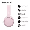 Sony WHCH520P.CE7, bezdrôtové, 20 - 20000 Hz, telefonovanie/hudba, 147 g, headset, ružová