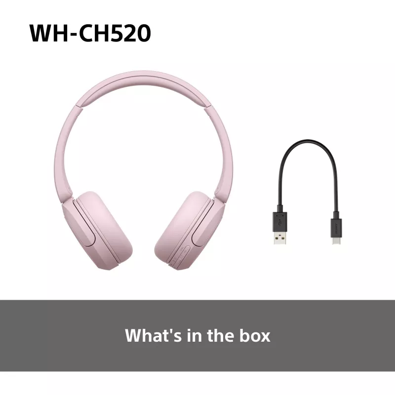 Sony WHCH520P.CE7, bezdrôtové, 20 - 20000 Hz, telefonovanie/hudba, 147 g, headset, ružová