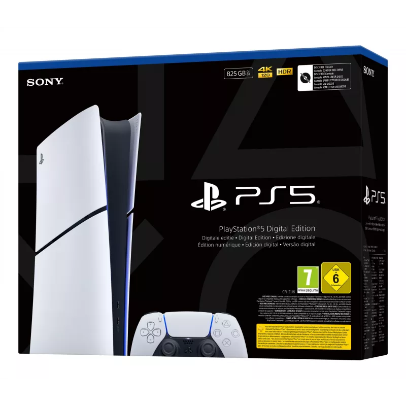 Sony PlayStation 5 Digital Edition (Slim) 825 GB Wi-Fi čierna, biela