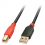 Lindy 10m USB 2.0 aktívny kábel Type-A na B, 10 m, USB A, USB B, USB 2.0, konektor samec/konektor samec, čierny, červený